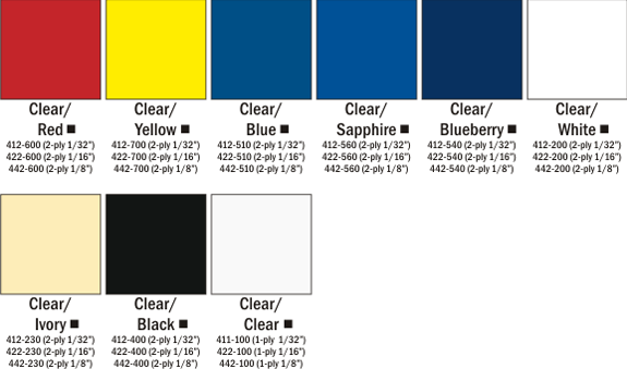 Slickers Color Chart Choices at Quality Signs & Engraving.